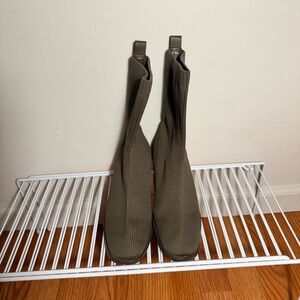 Everlane Army Green Knit Ankle Boots